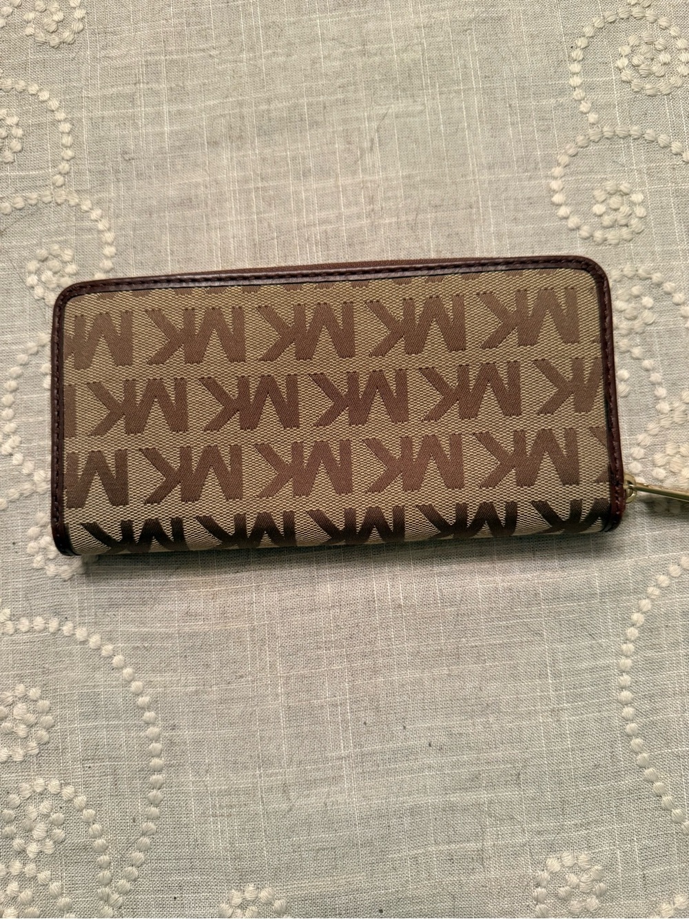 Michael Kors Brown Monogram Drawstring Tassel Handbag & Wallet MK Logo MSRP $450 - Picture 9 of 12